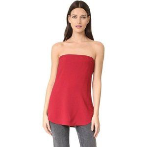 Theory Zalballa Rosina Crep Woven Straples Red Top